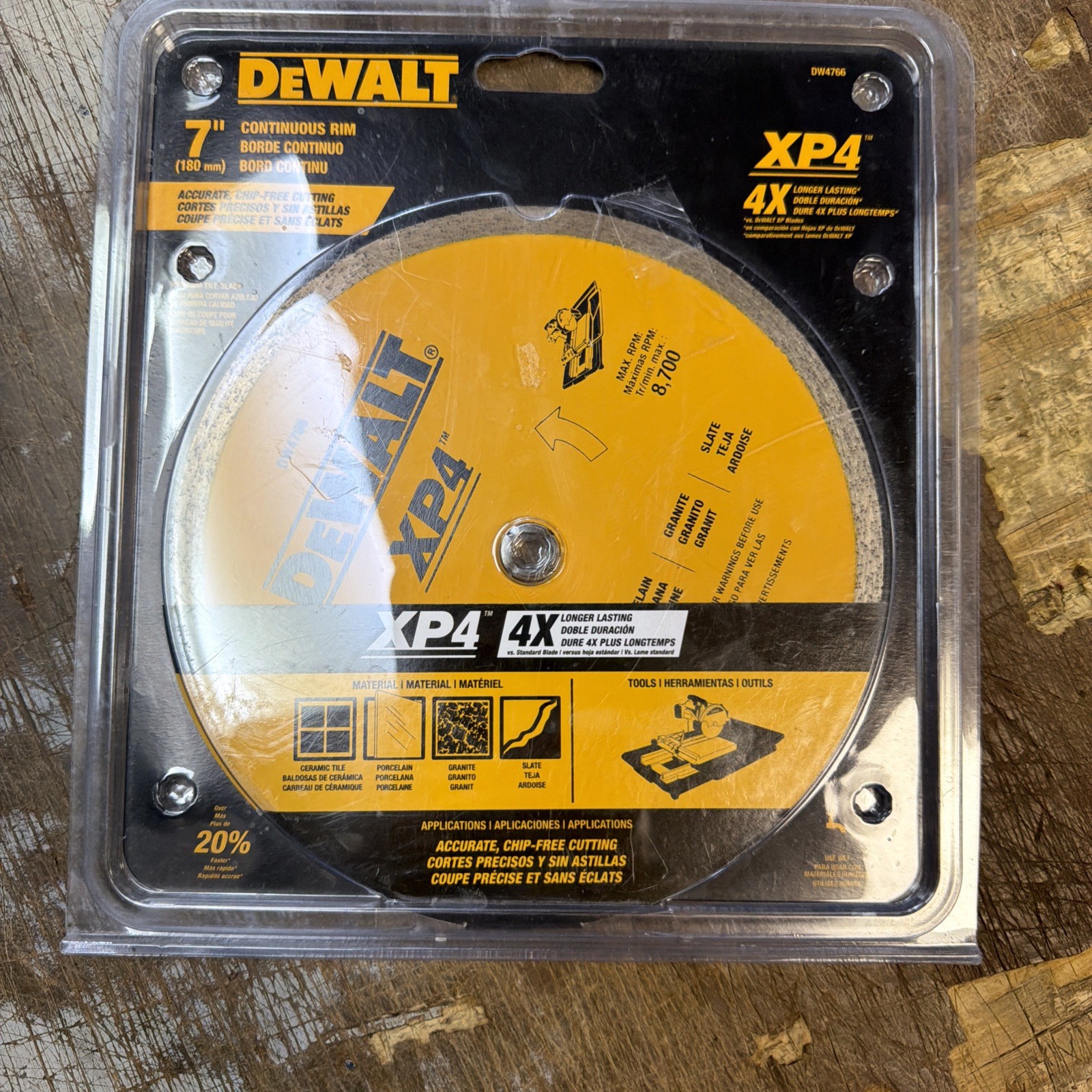 DEWALT DW4766 7'' By .060'' Wet Continuous Diamond Tile Saw Blade