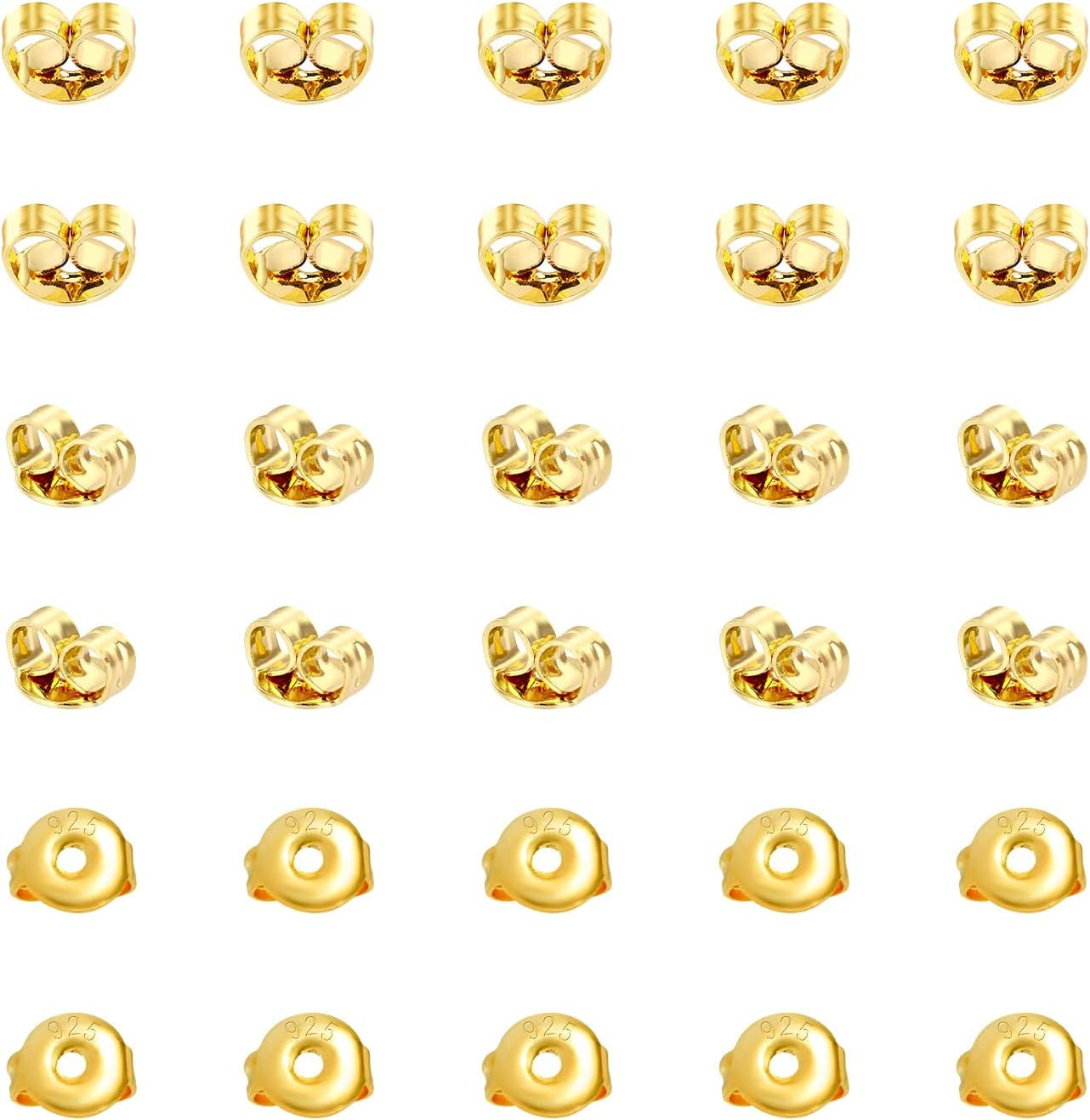 30Pcs Earring Backs for Studs, 18K Gold Butterfly Shape Ear Backings Replacement