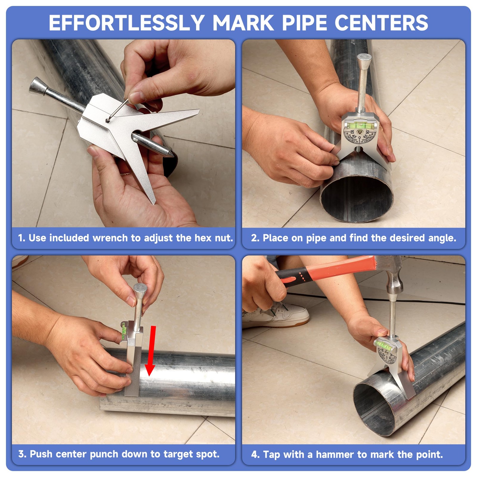 SIOKUY Premium Pipe Center Finder - Essential Tool for Silver