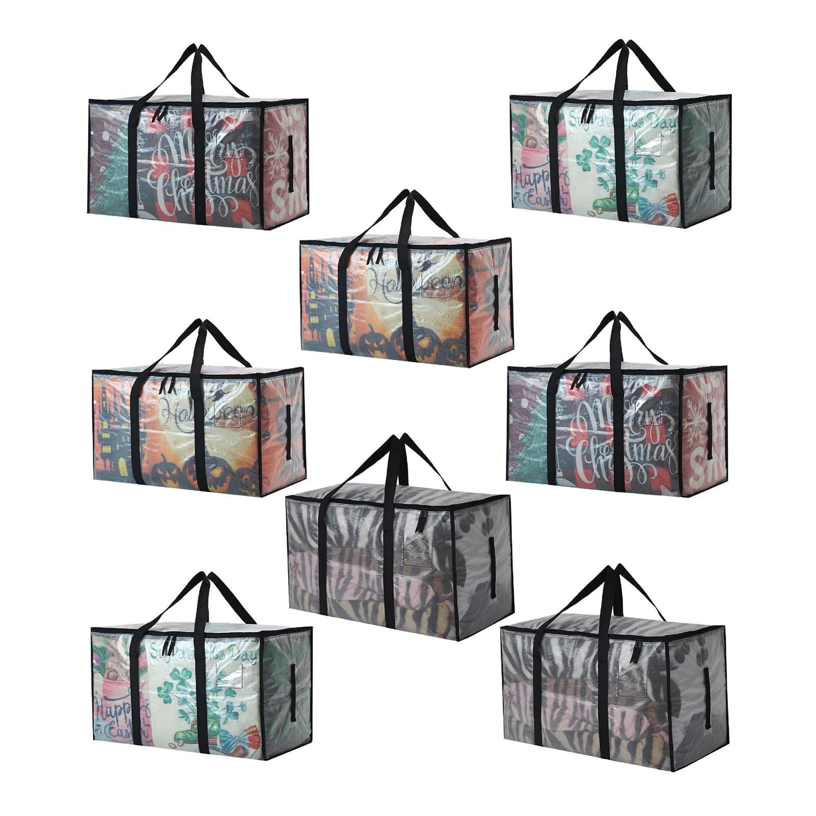 8 Pack Heavy Duty 93L (24.5 Gallon) Stackable Plastic Storage Bins with Lids, Cl