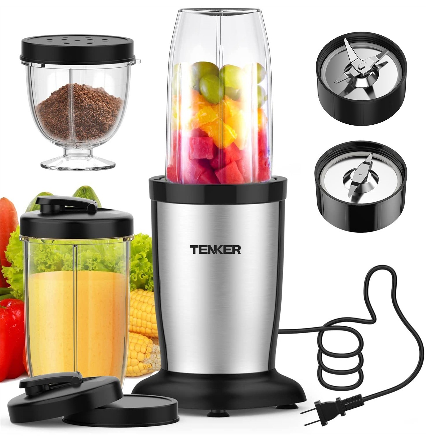 TENKER 850W Food Processor Personal Smoothie Blender Juicer 2L Mixer 2 Speeds