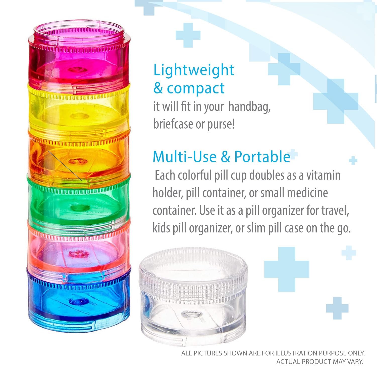 Deke Home - Stackable Pill Organizer (2 2 Count (Pack of 1), Multicolor