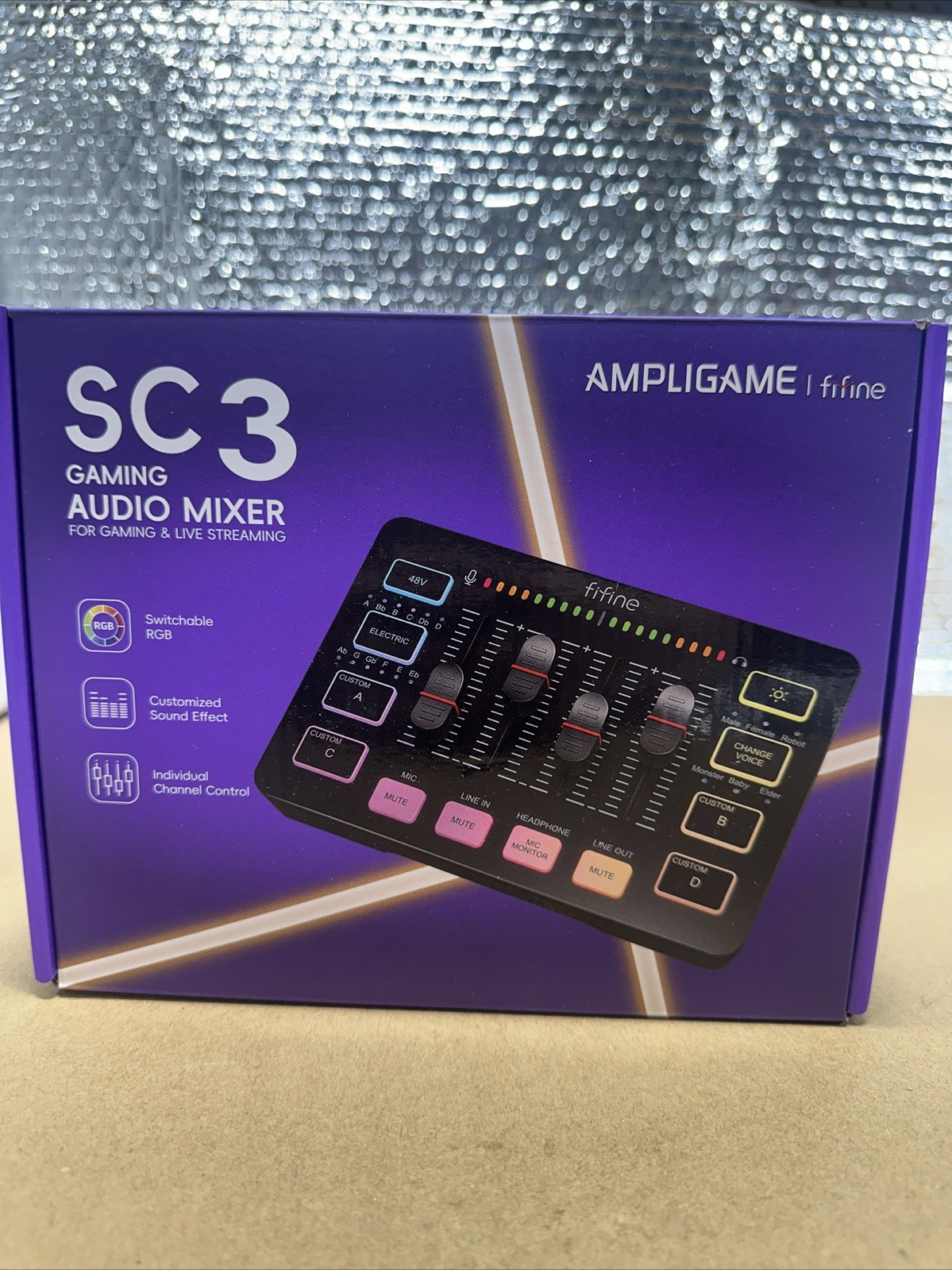 FIFINE AmpliGame SC3 Gaming USB Mixer & Voice Changer XLR Headset Input BLACK