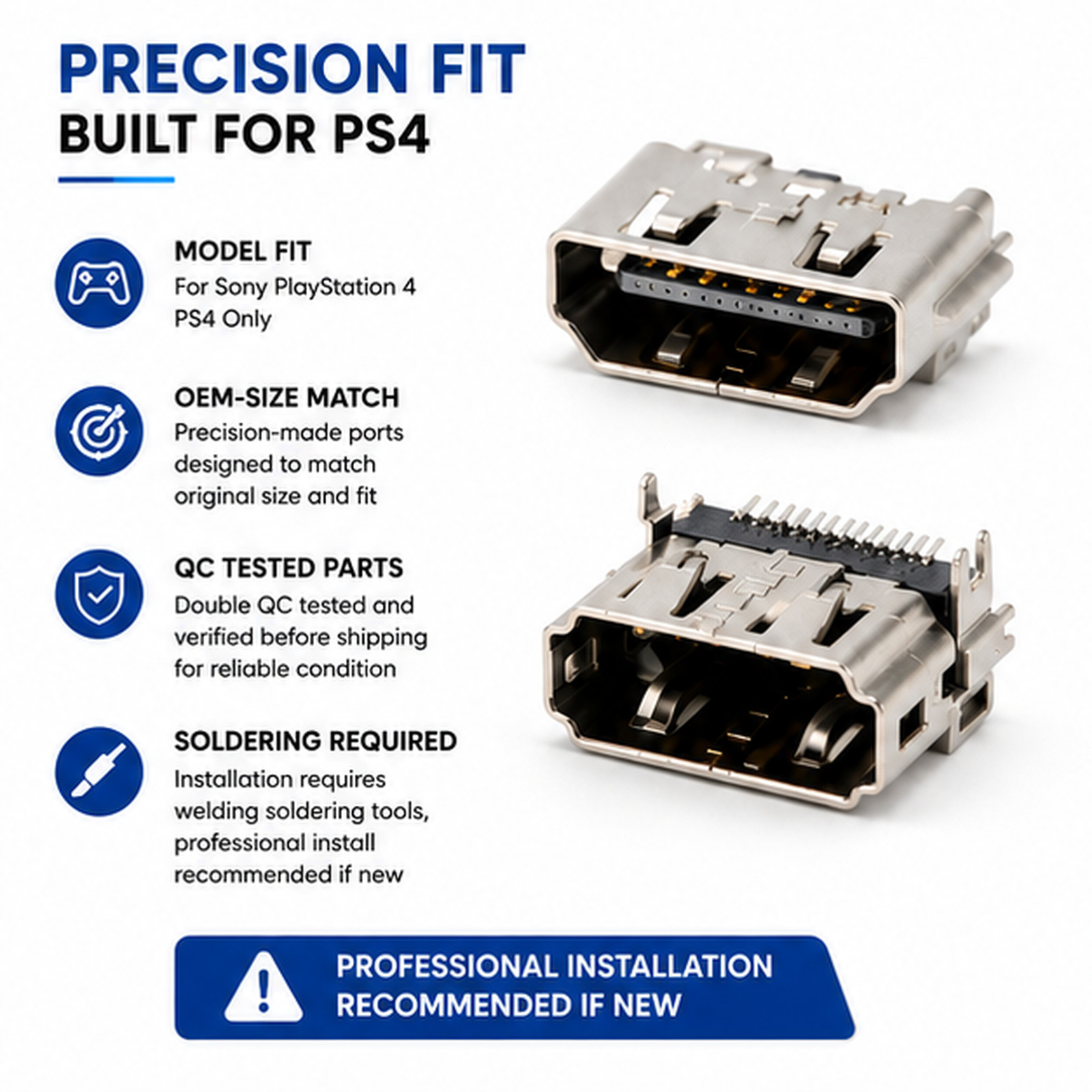 For PS4 HDMI Port Replacement 2 Pack Repair Tool Kit Socket Connector