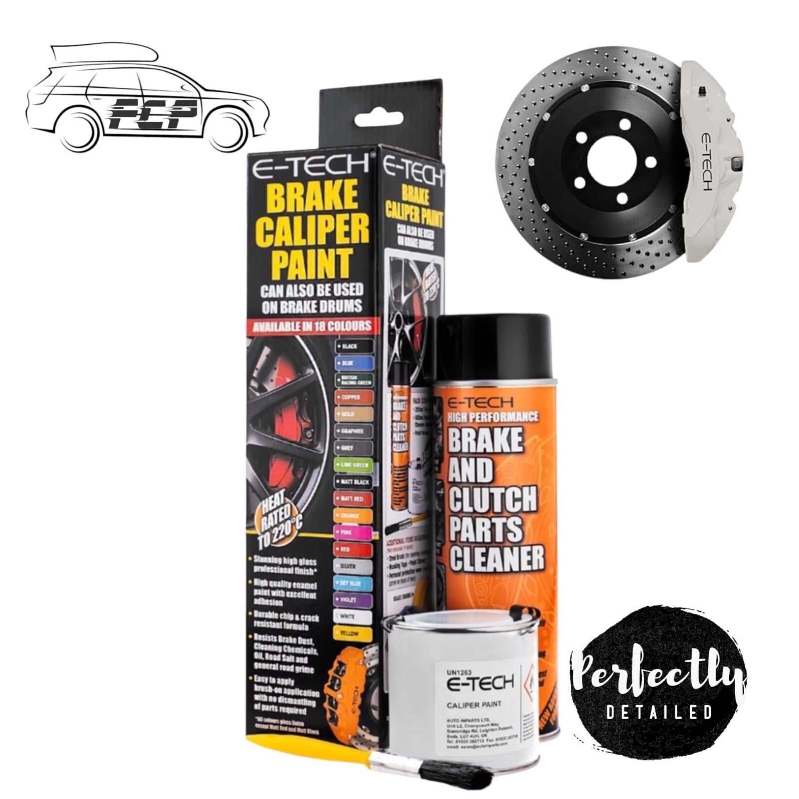 WHITE Brake Caliper Paint Kit E-TECH Car Bike Engine Bay