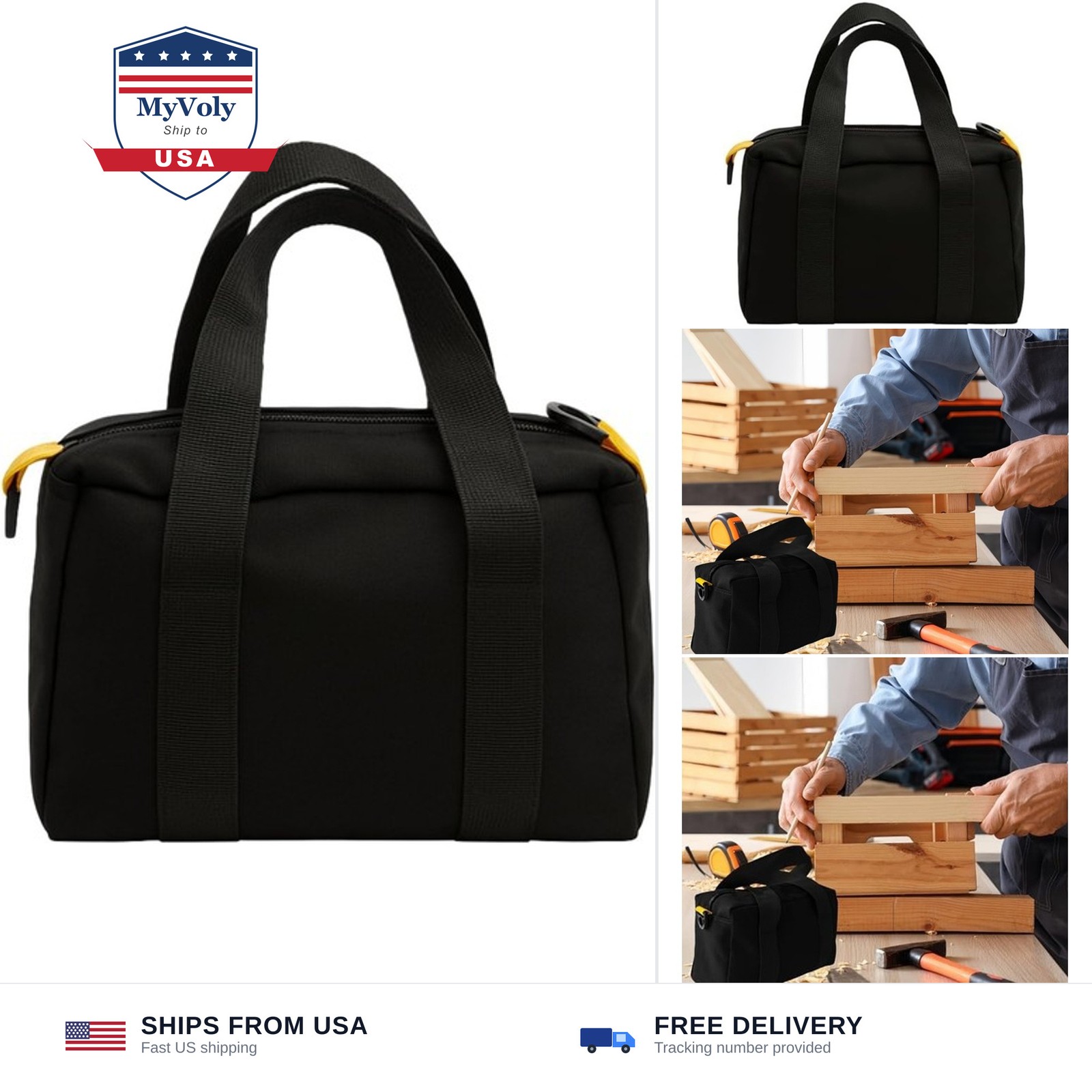 16 Inch Canvas Tool Bag, Small Tool Bag for Men, Large Capacity Wide Mouth To...