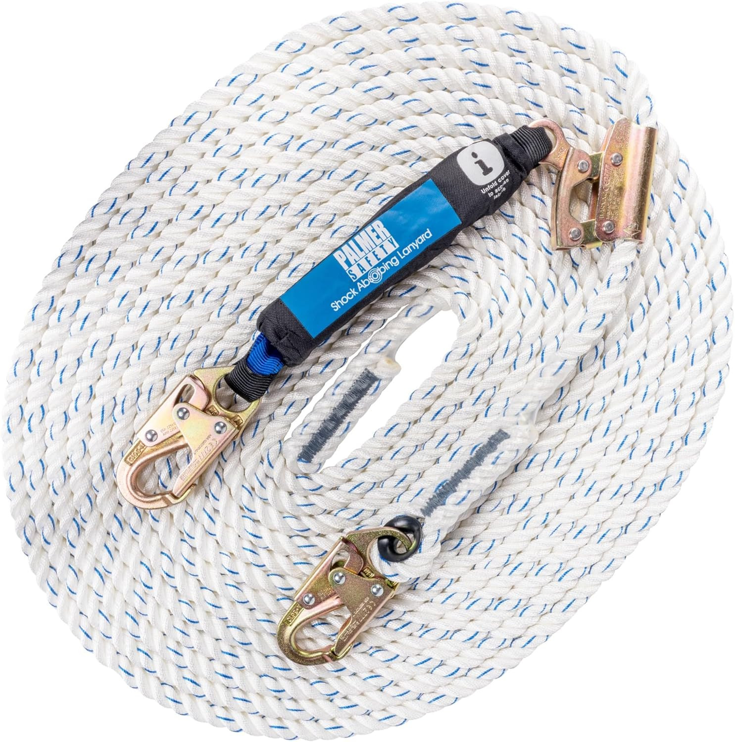 Vertical Lifeline Assembly - 50FT Rope Harness Safety Lanyard with Rope Grab - F
