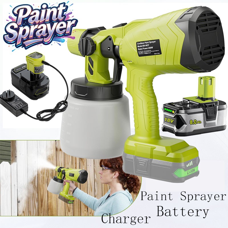 Cordless Electric Airless Spray Gun Paint Sprayer Fit For Ryobi 18V P108 Battery