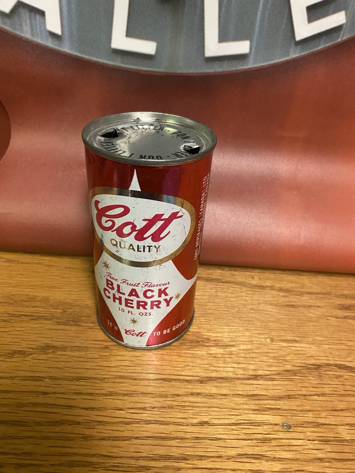 Cott Black Cherry Flat Top Can Old 10 Ounce Can