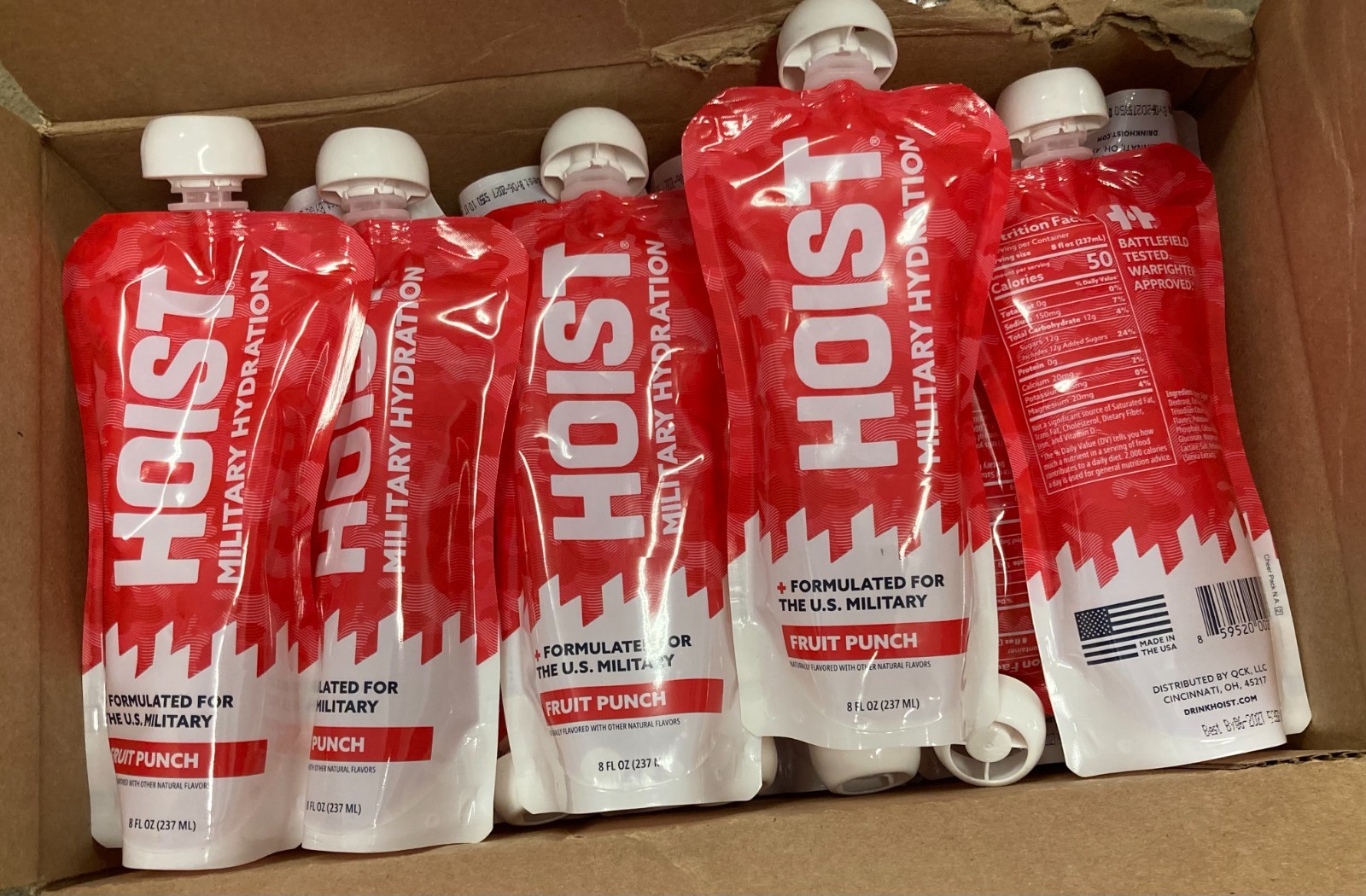 HOIST Military Hydration Electrolyte Drink, Fruit Punch 8 Fl Oz- 24 Count/Case