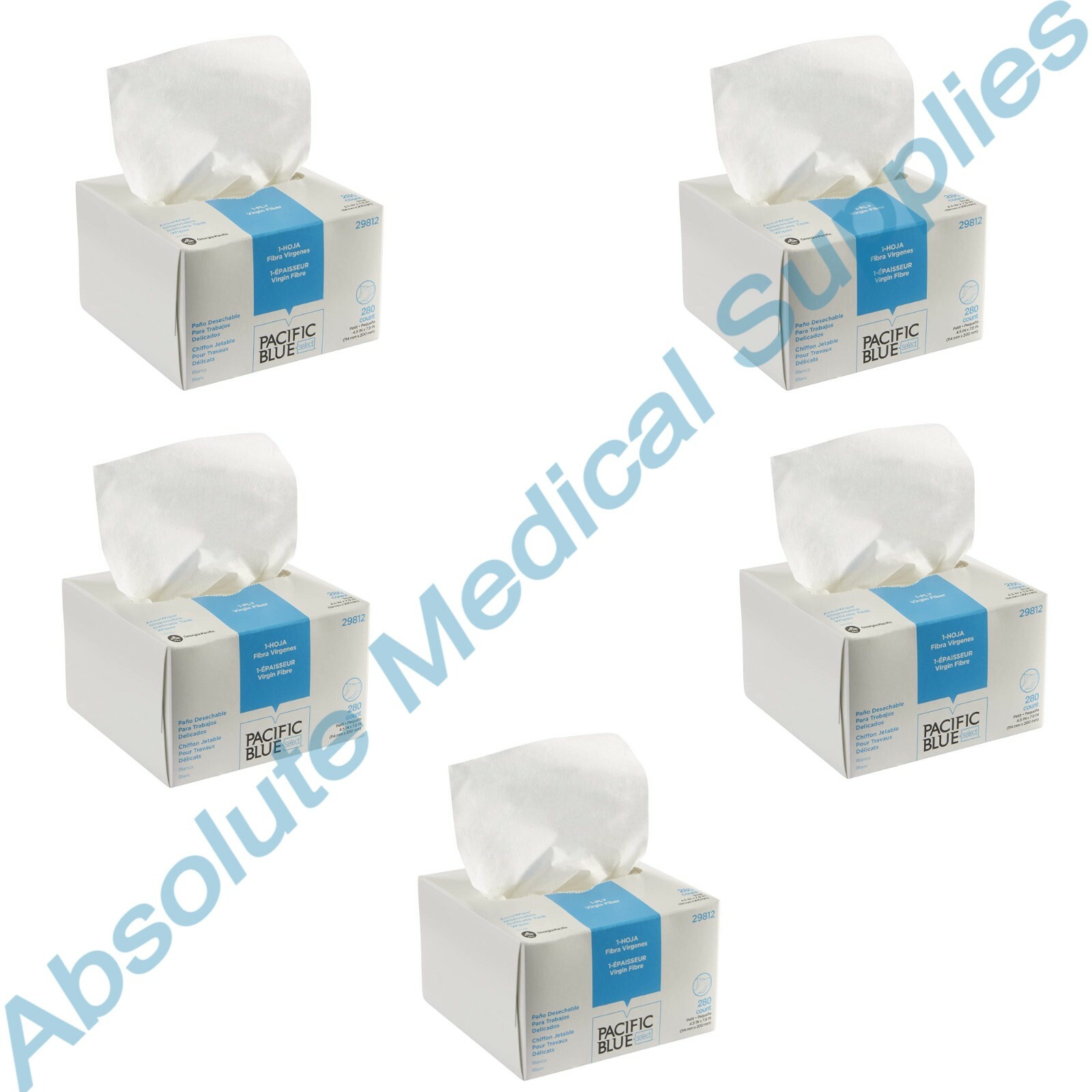 *5-Pack* Georgia Pacific Blue AccuWipe 4.5" x 7.9" Delicate 1,400 Wipers 29812