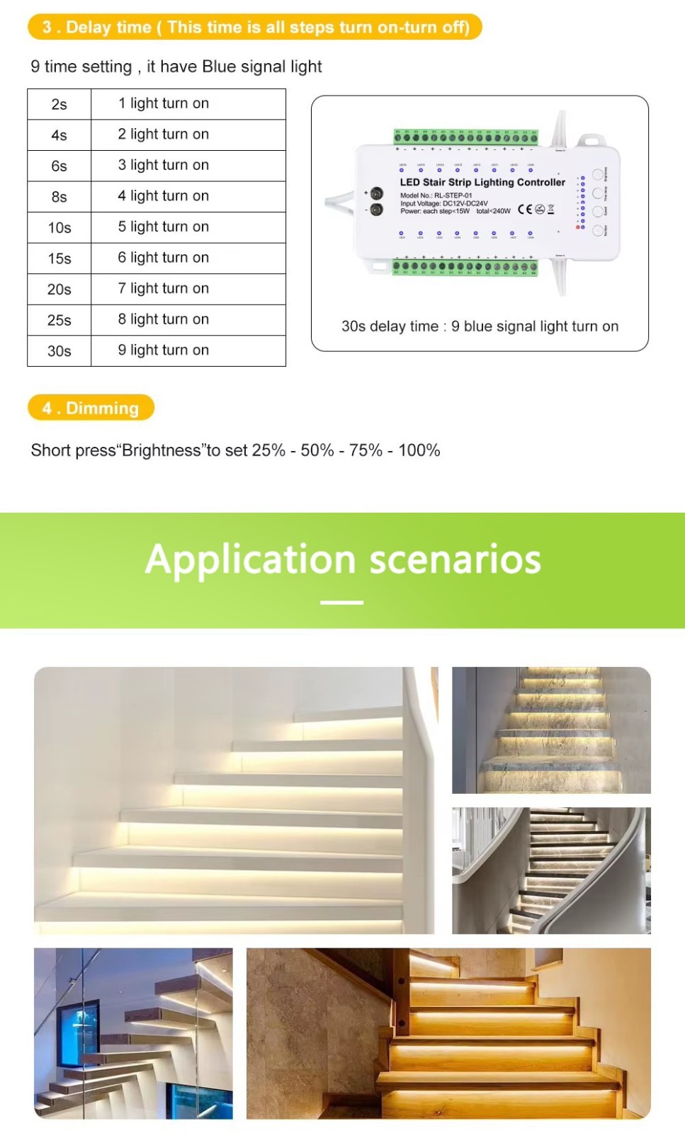 Smart Step Light Sensor Controller 16 Channel DC12V-24V For Stair Led Lighting
