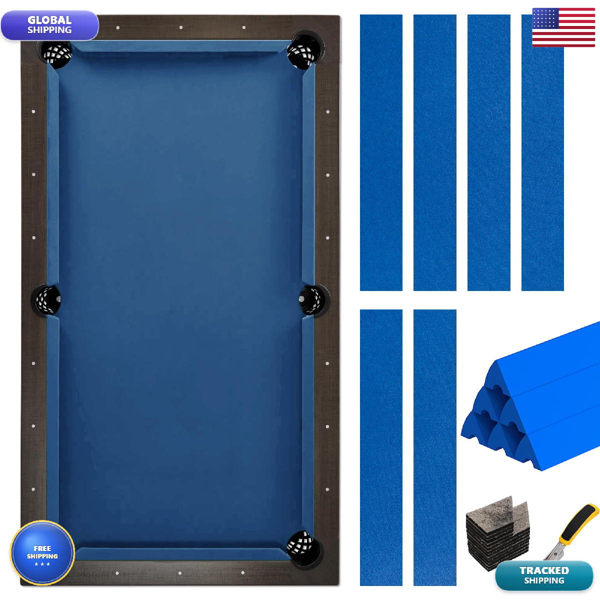 Iesstros 8Ft Pool Table Felt And Bumper Kit For Billiard Cloth 104"L x 57" Table