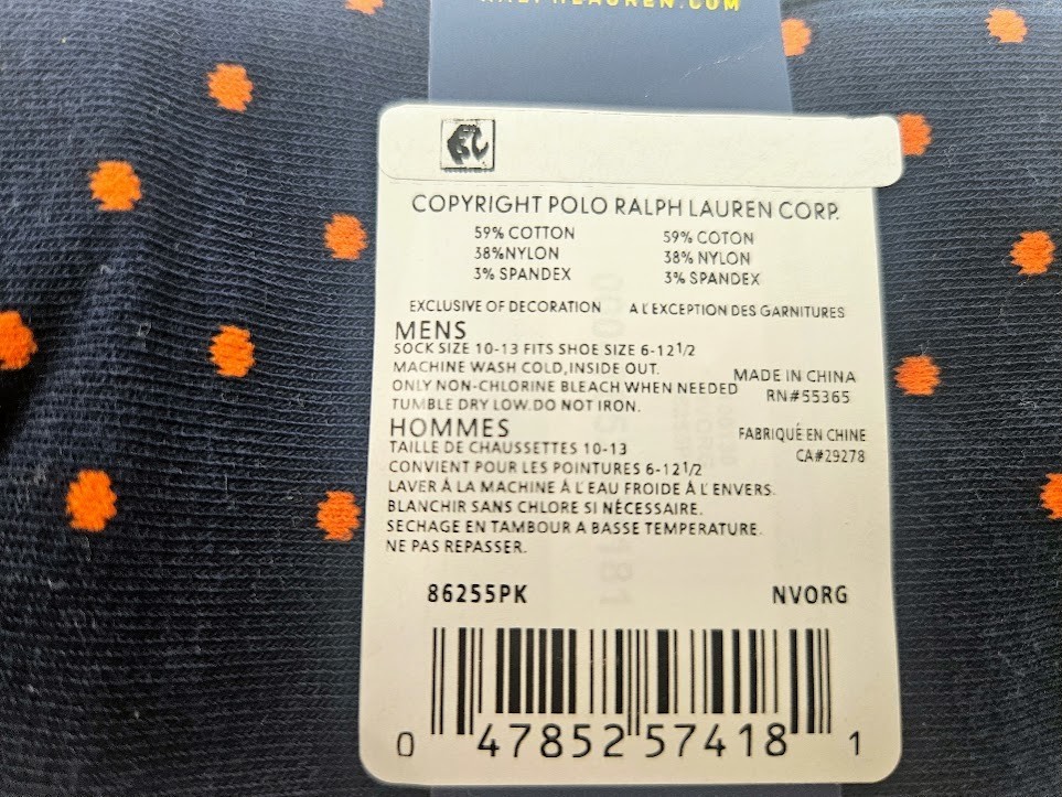 Polo Ralph Lauren Men's 3 Pack Classic Dots Dress Socks, Navy, shoe size 6-11