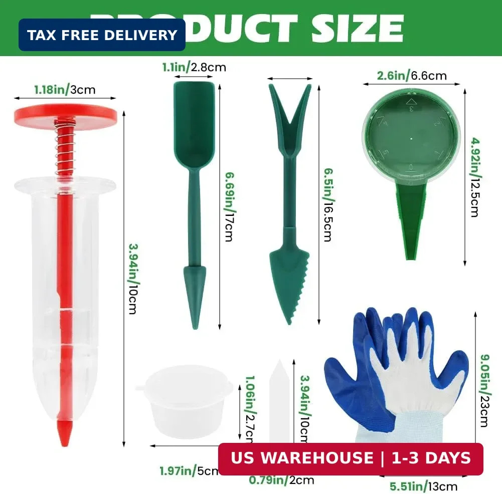 Seed Planter Tool Kit for Tiny Seeds, Hand Seed Dispenser Set with 2 Mini Seeder