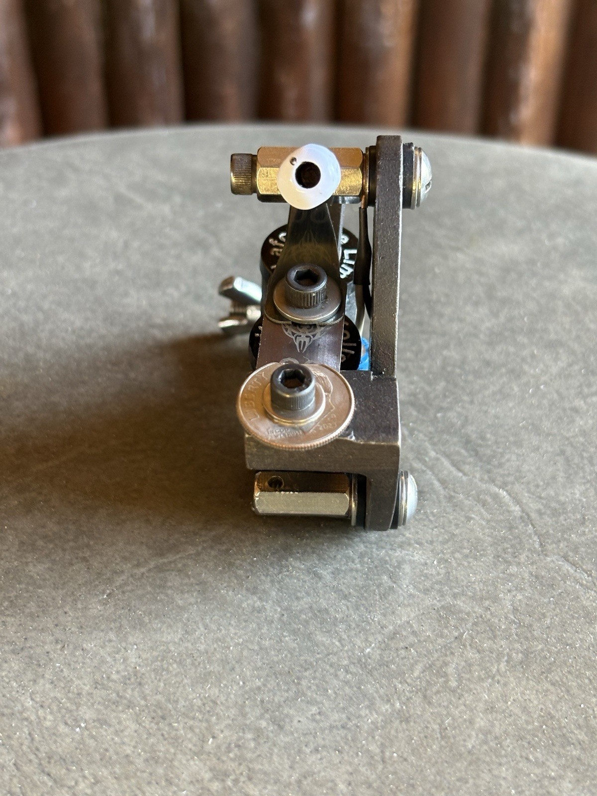 Custom Walker Vintage Style Tattoo Machine Black Stamped Washers On Coils