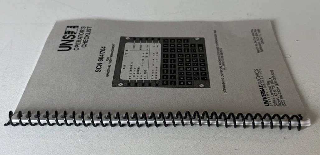 UNS-1 OPERATOR'S CHECKLIST SCN 604/704 for Universal Flight Management