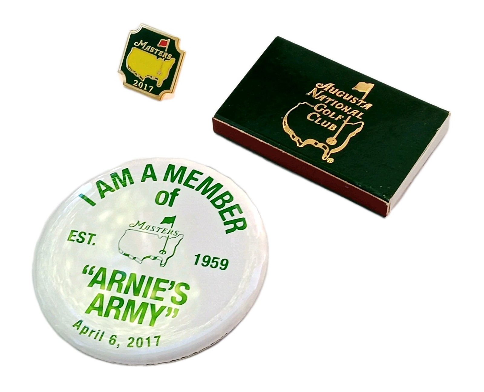 2017 Augusta National Golf Club Arnies Army Employee Pin Matches Collection