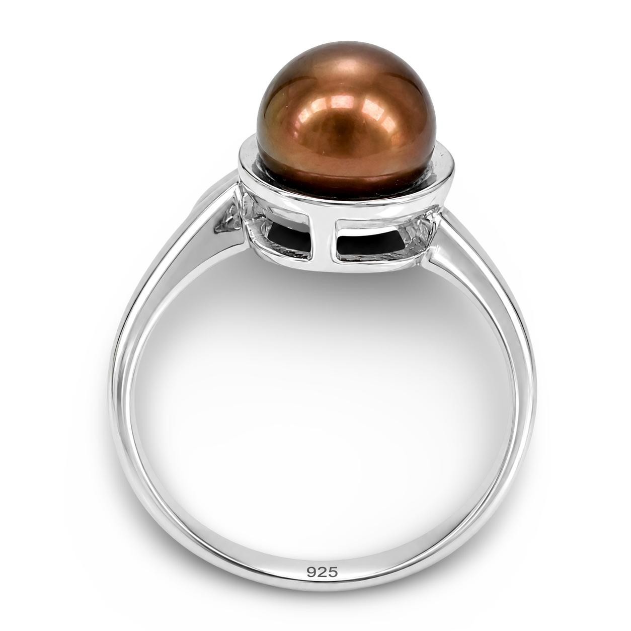 Solid Sterling Silver .925 Rhodium Finish Chocolate Freshwater Pearl Solitaire