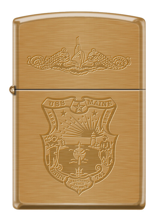 USS Maine (SSBN-741)  Submarine Zippo MIB  Brushed Brass
