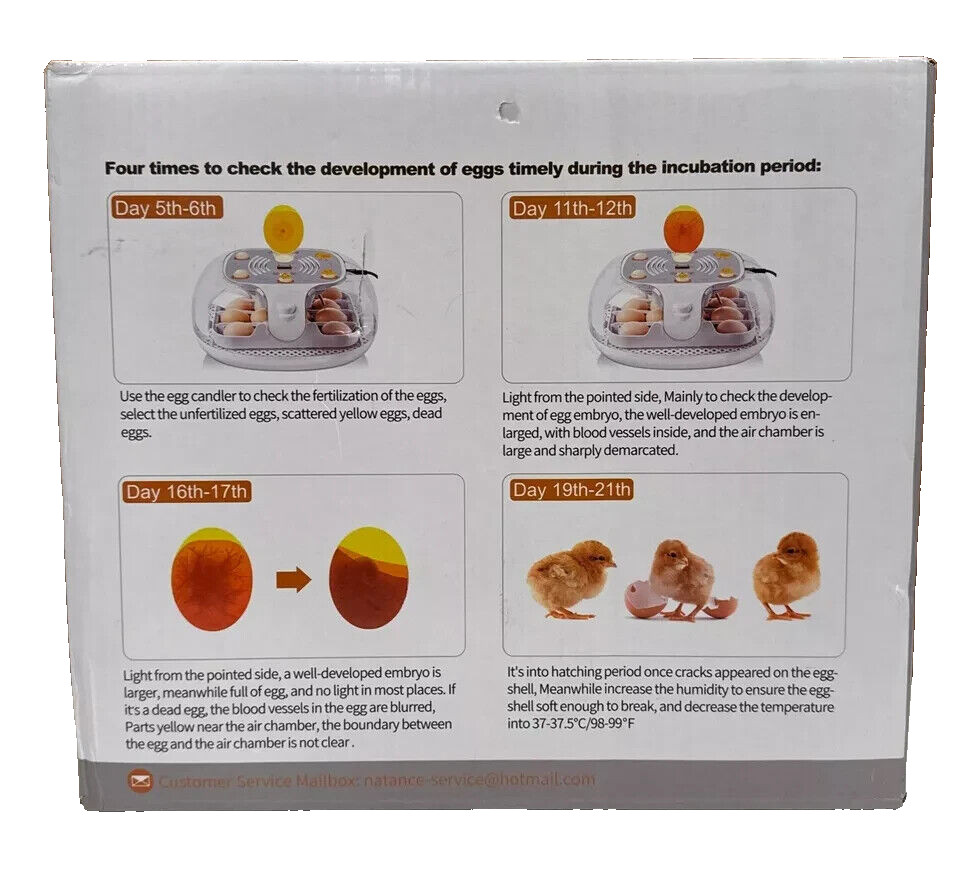 Natance 16 Egg Incubator Automatic Turner, Temperature Control, Cradle Function