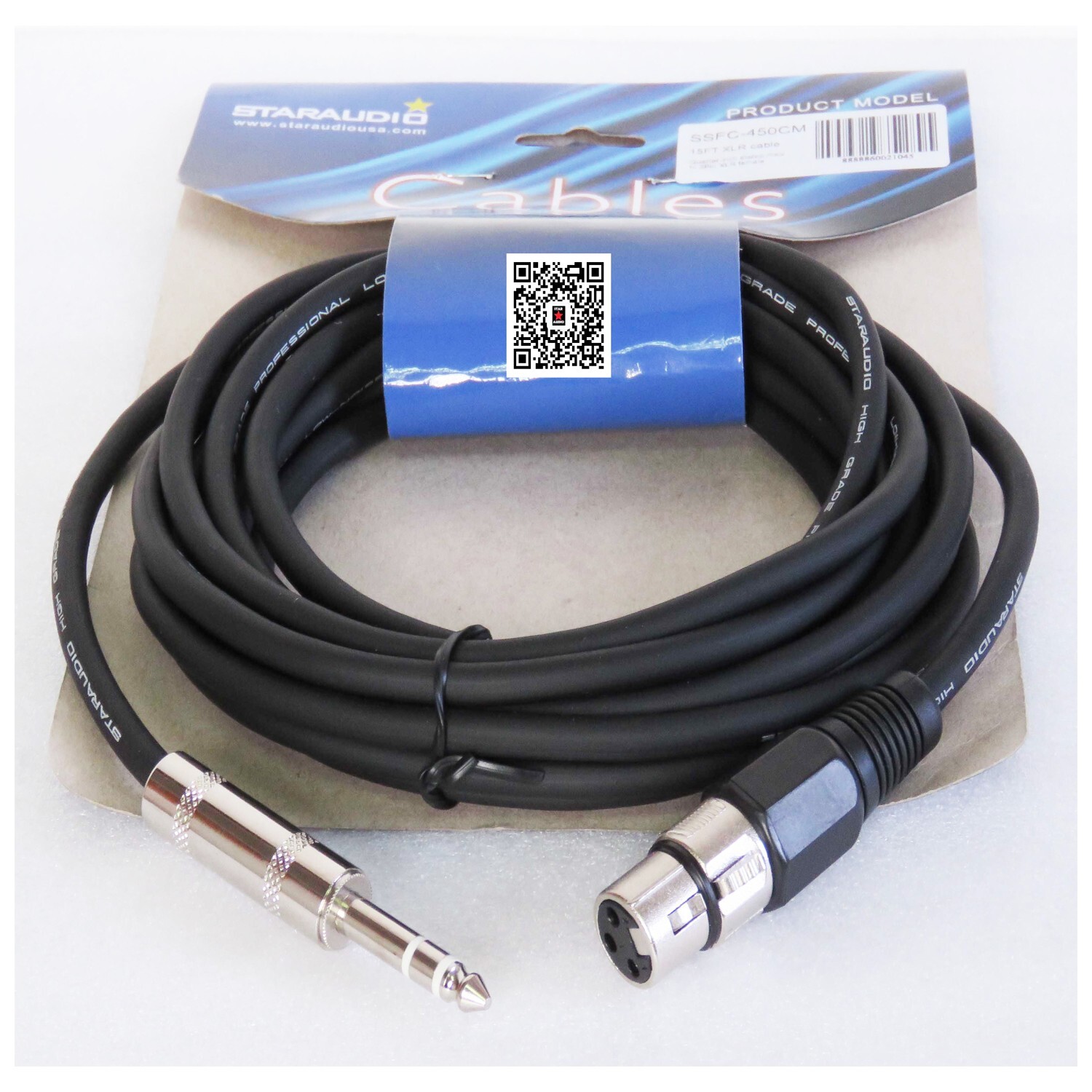 15FT/4.5M DJ Speaker Cable XLR Quarter Inch Stereo Male To 3Pin XLR Female Coppe