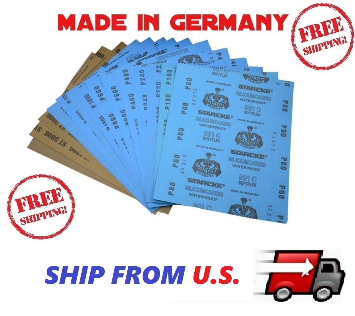SANDING SHEETS Wet/Dry Silicon Carbide Waterproof Sandpaper Grits 9x11 5.5x9 USA