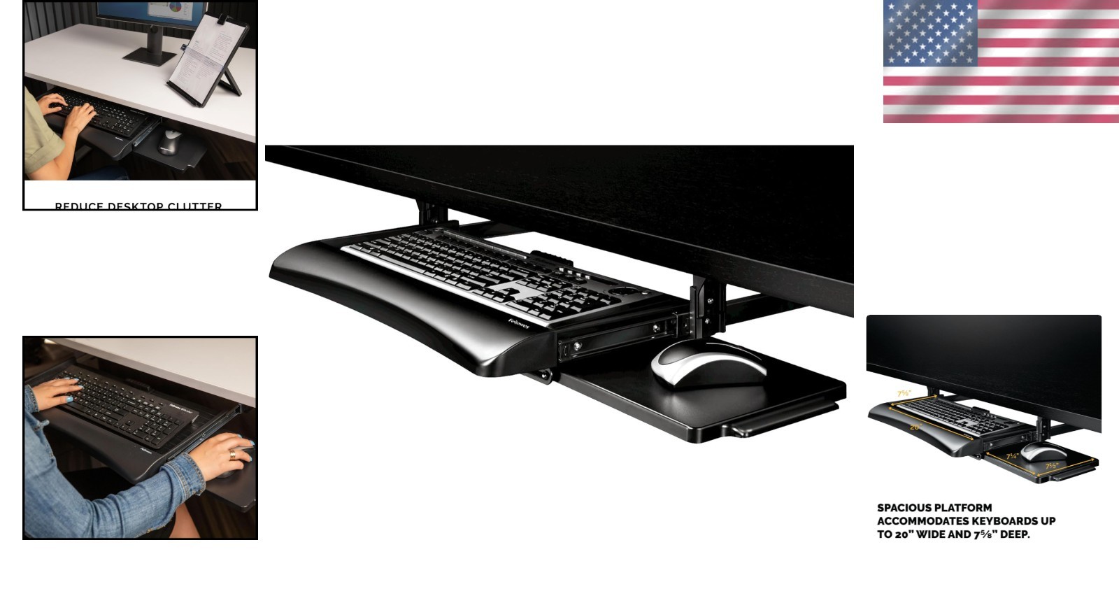 Adjustable Underdesk Keyboard Tray - Black/Silver