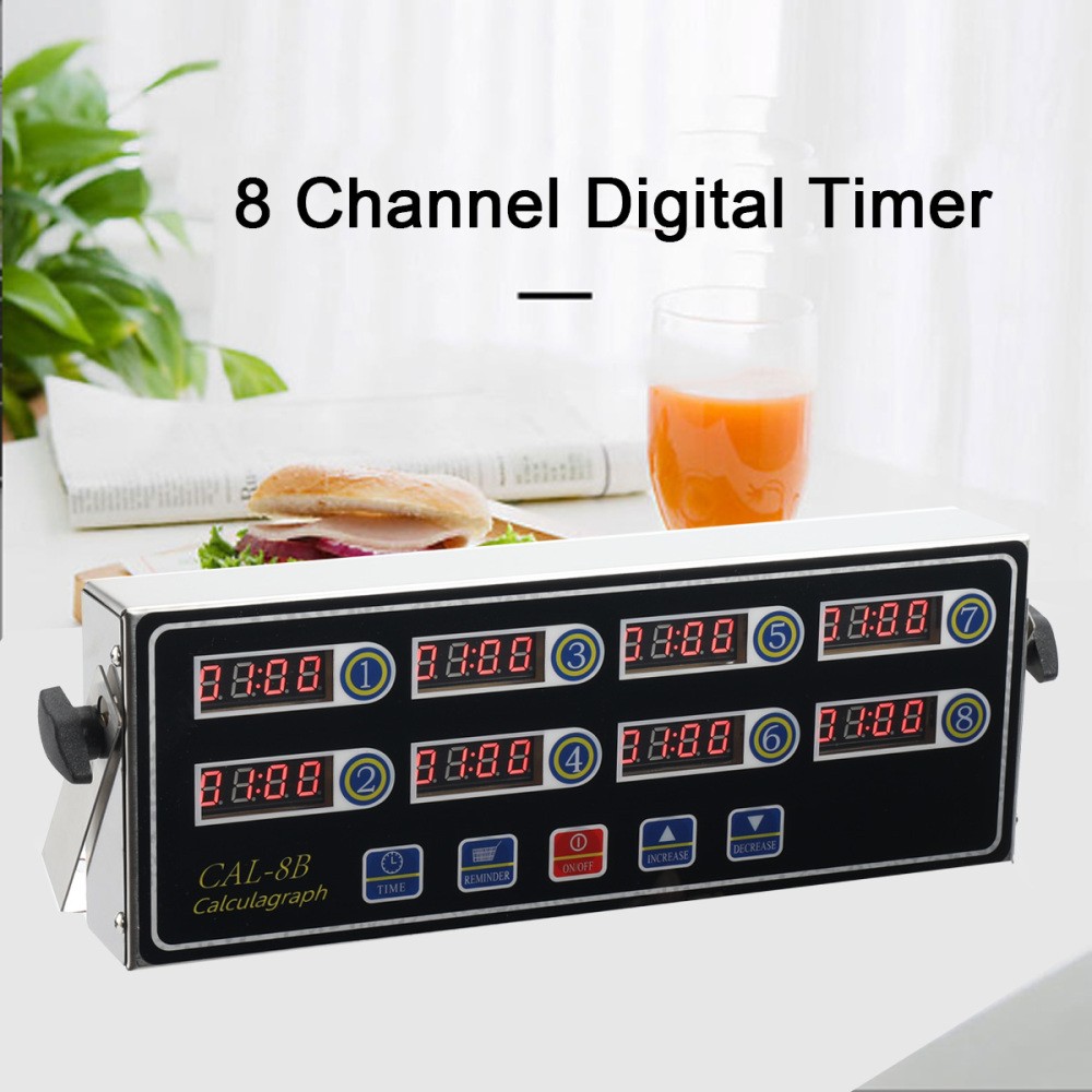 Stainless Steel 8 Channel Kitchen Timers LED Technology Kitchen Timer Digital