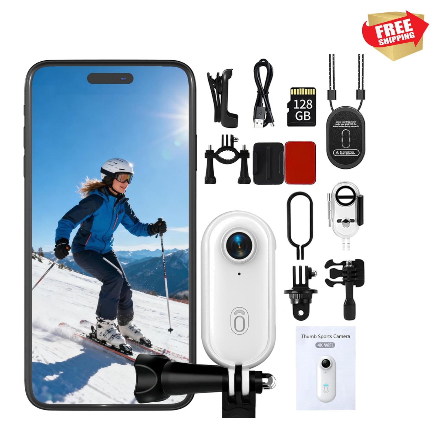4K Thumb Action Camera | 128G Sports Camera for POV Photoshooting: Waterproof...