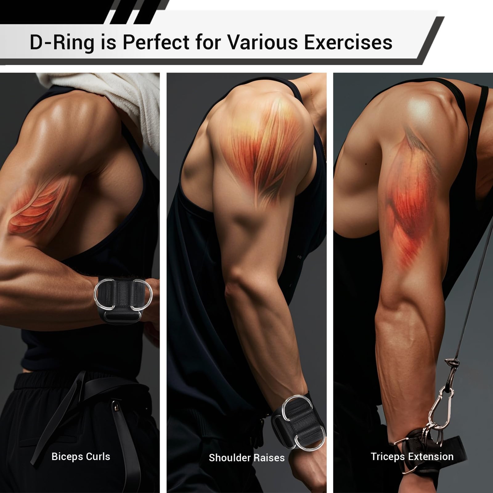 Weight Lifting Straps With Cuffed D Ring, Wrist Support, Heavy Duty Thick Com...