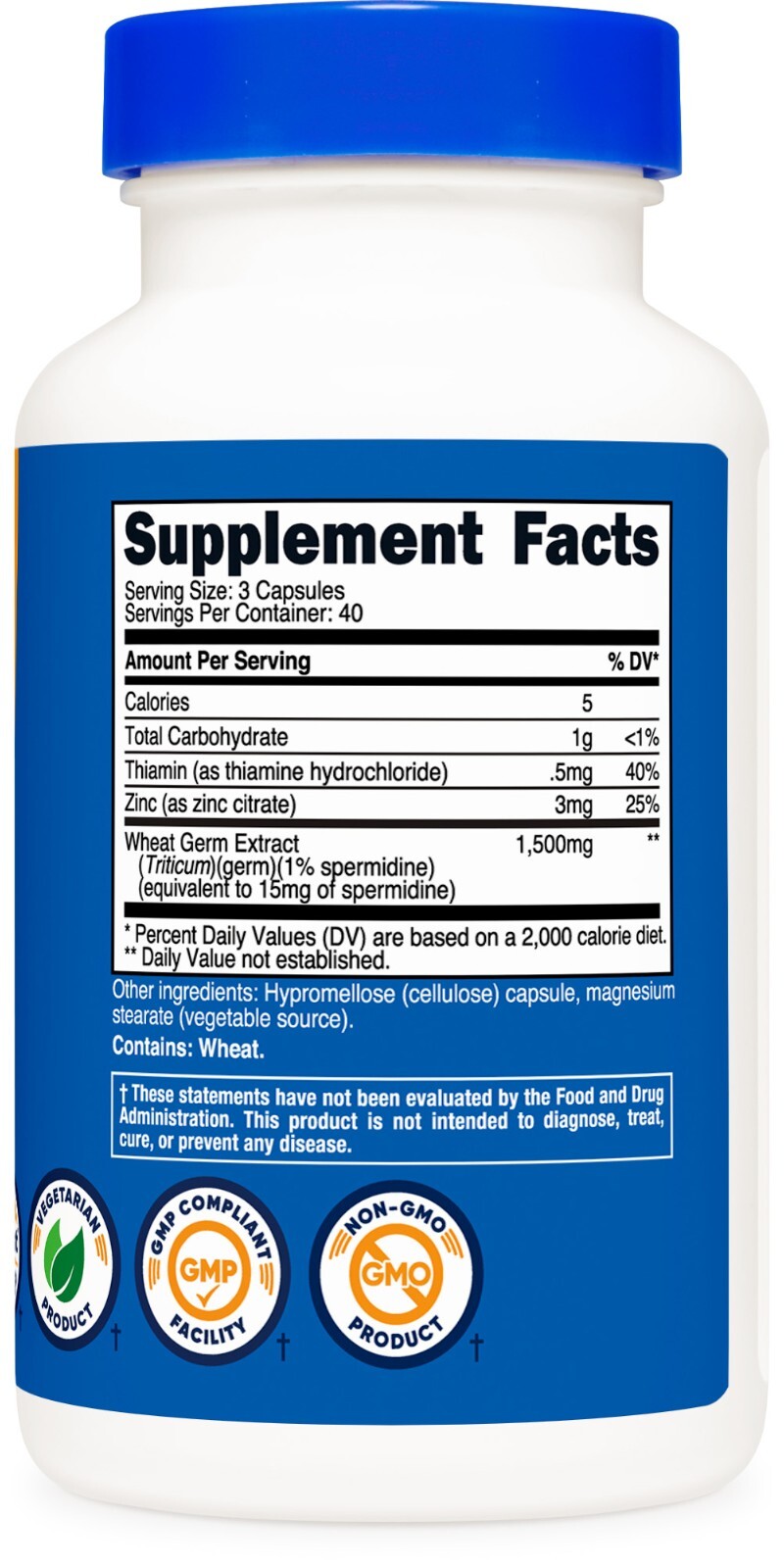 Nutricost Spermidine Wheat Germ Extract Supplement, 1500mg, 120 Capsules