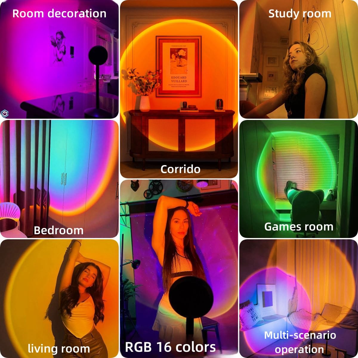 QUIGO Sunset Projector Lamp 16 Colors Changing with Remote & App Control Night