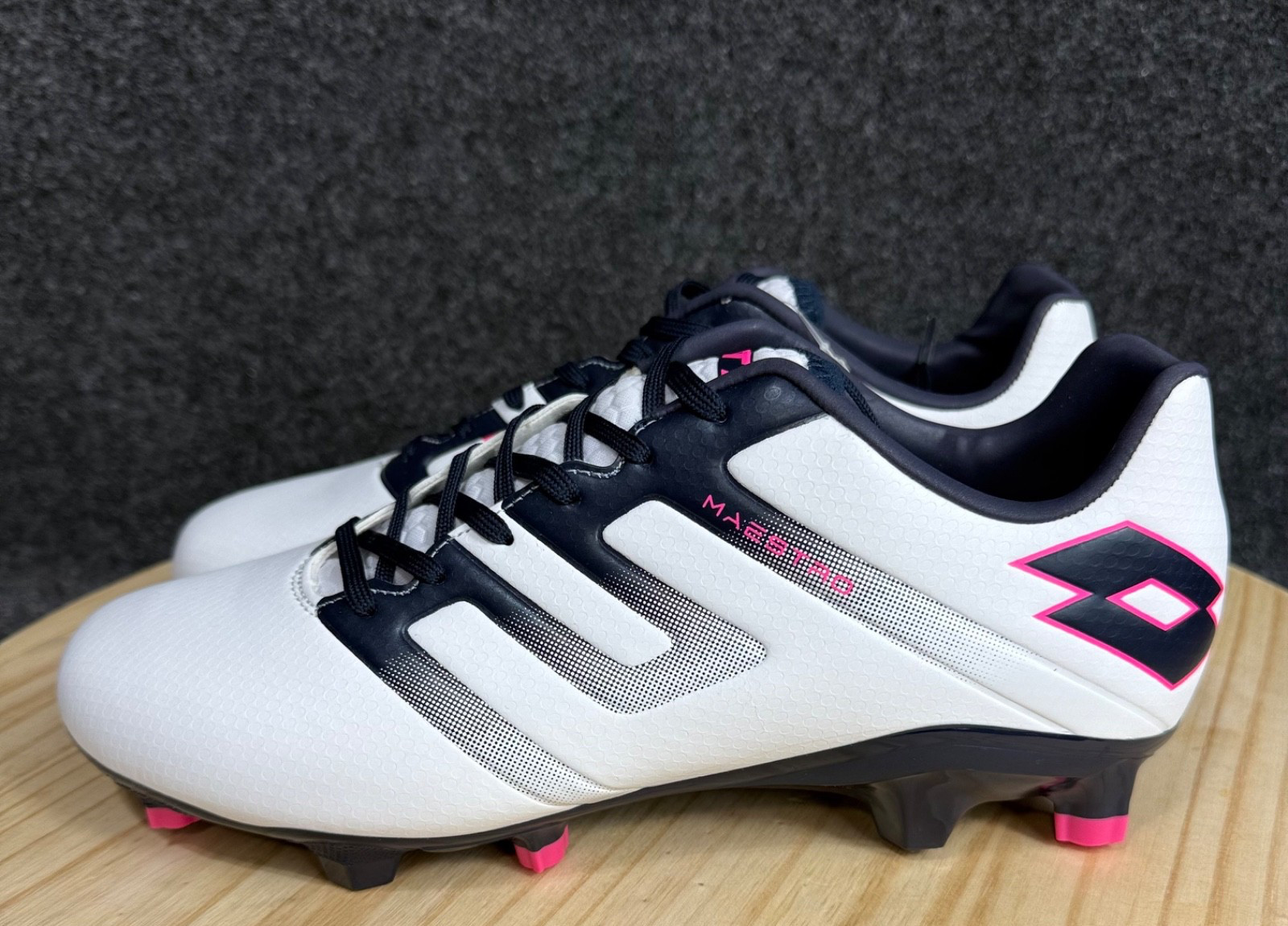 Lotto Maestro 100 IV FG Mens Soccer Cleats All White Navy Vivid Fuchsia 9 NWT