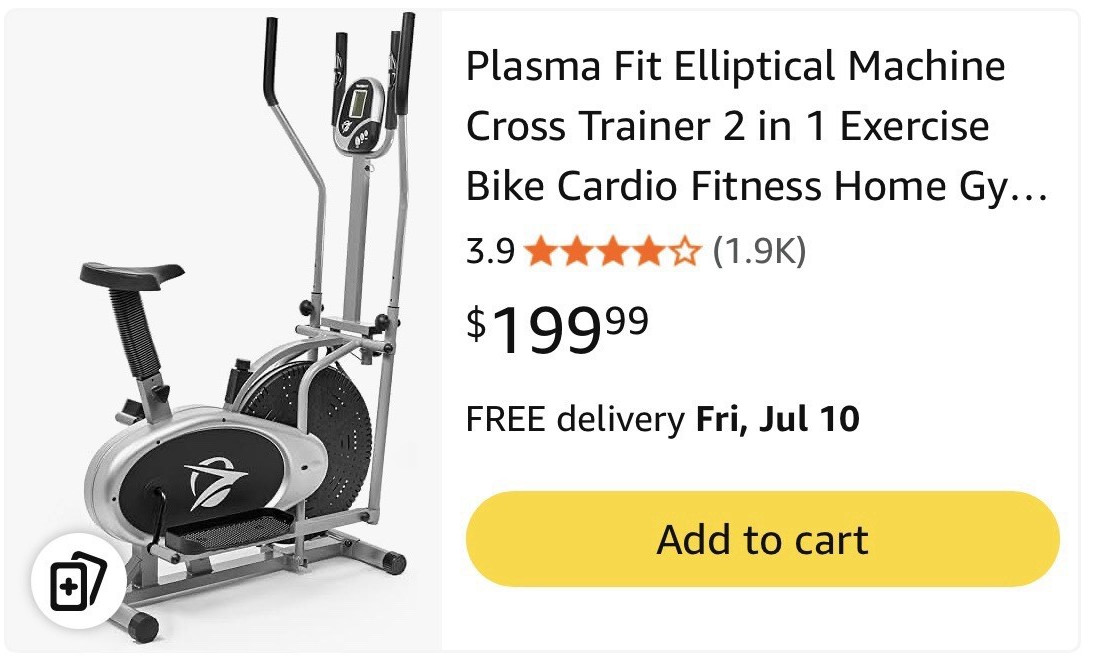 Plasma Fit Manual Elliptical Cross Trainer Console Timer Calorie Silver/Black