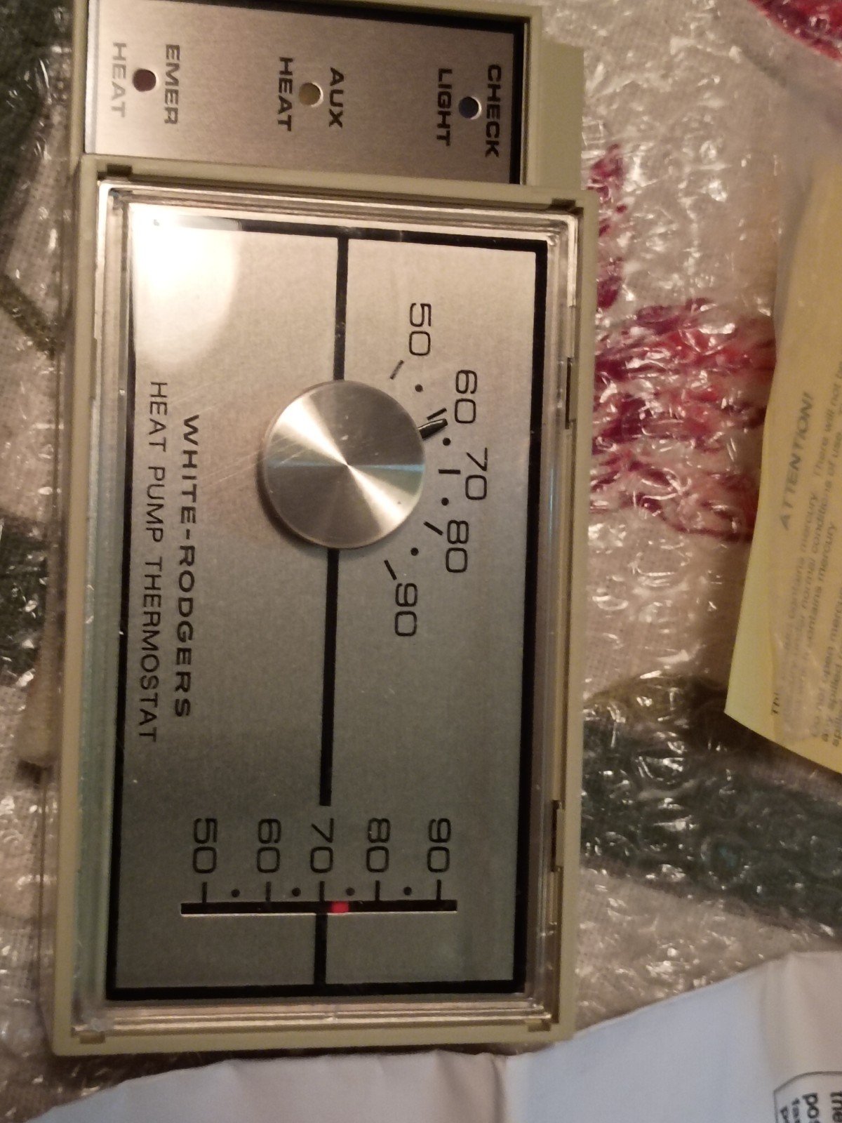 White-Rodgers 1F58-72 Heat Pump Thermostat Non-Programmable Dial Switch Beige