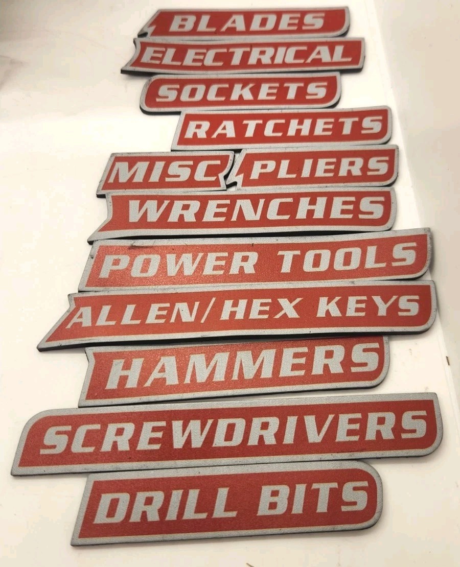 12 Pack of Magnetic Toolbox Labels, 3D Printed Toolbox Drawer Tags Magnetic Tool