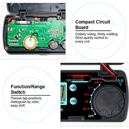 Mini Folding Digital Multimeter Automotive Tester AC DC Volt AMP Auto Range