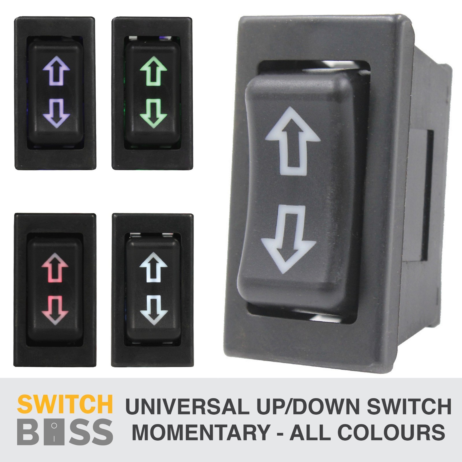 Universal POWER WINDOW SWITCH 5 PIN Momentary Up Down 12v Seat Actuator LED
