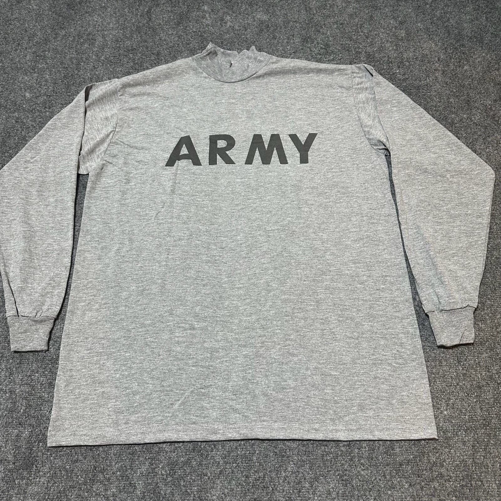 Army Shirt Mens Large Grey Mock Neck Long Sleeve Physical Fitness Uniform