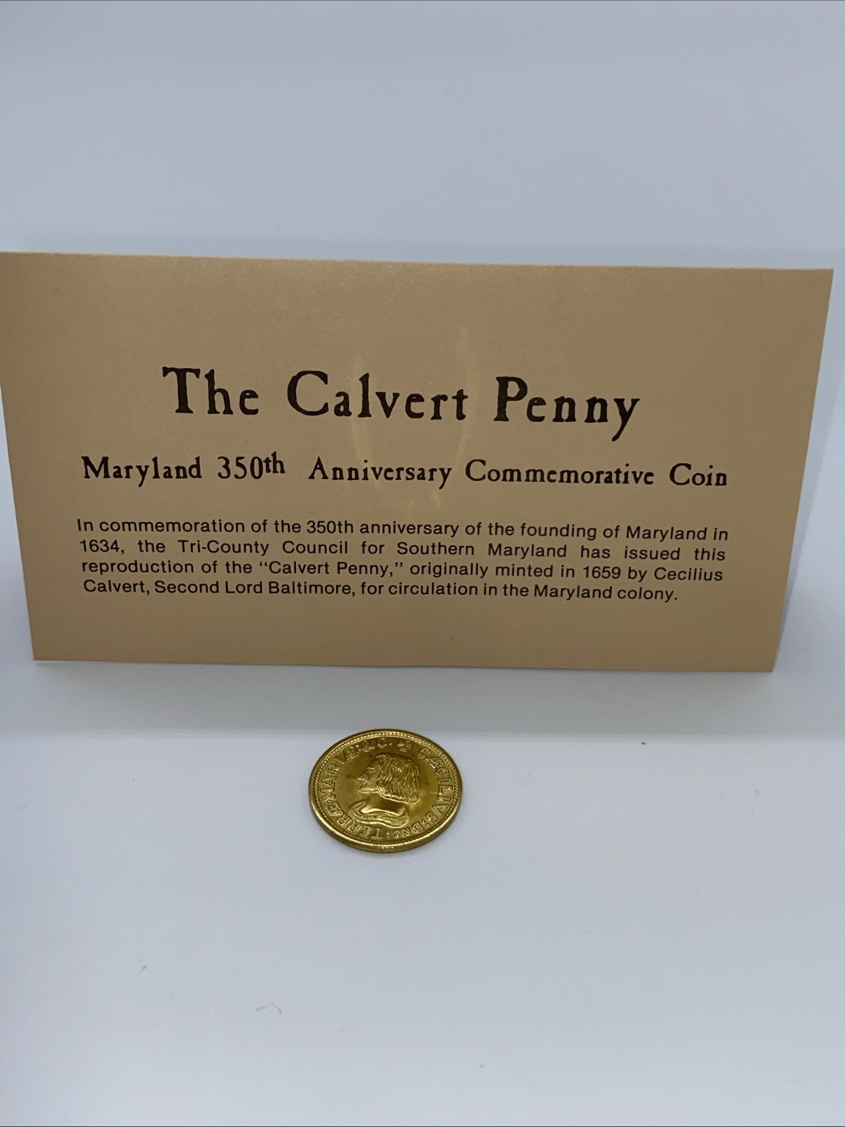 Calvert Penny 1684 - 1984 -- The 350th Anniversary Commemorative, Maryland, 1984