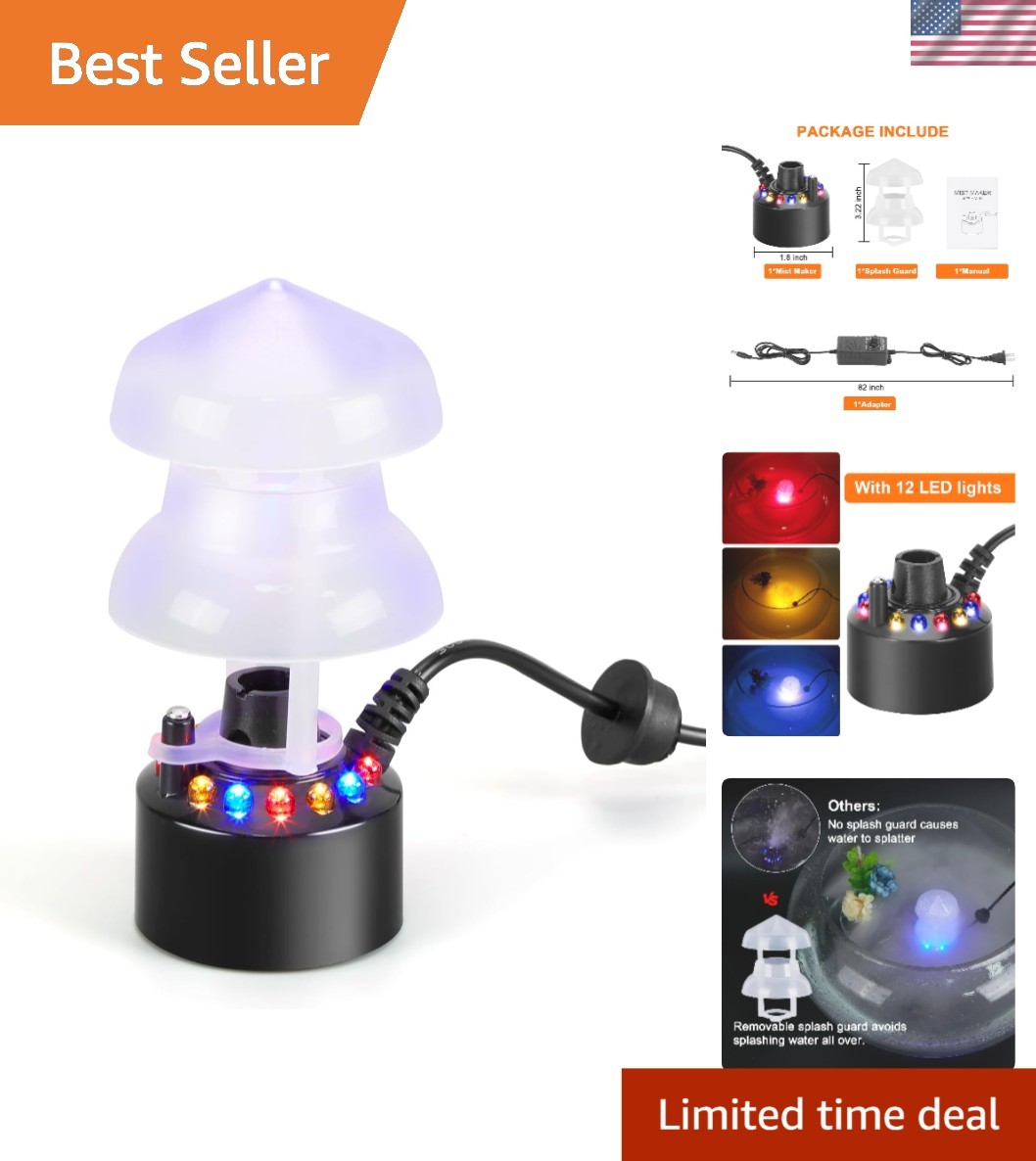 Versatile Indoor Mist Maker with 12 Color Lights - Ideal for Amazing Home Decor