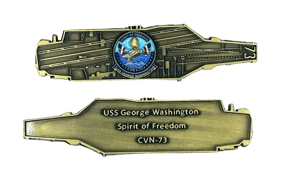 USS George Washington (CVN - 73) US Navy Challenge Coin - Carrier Shape