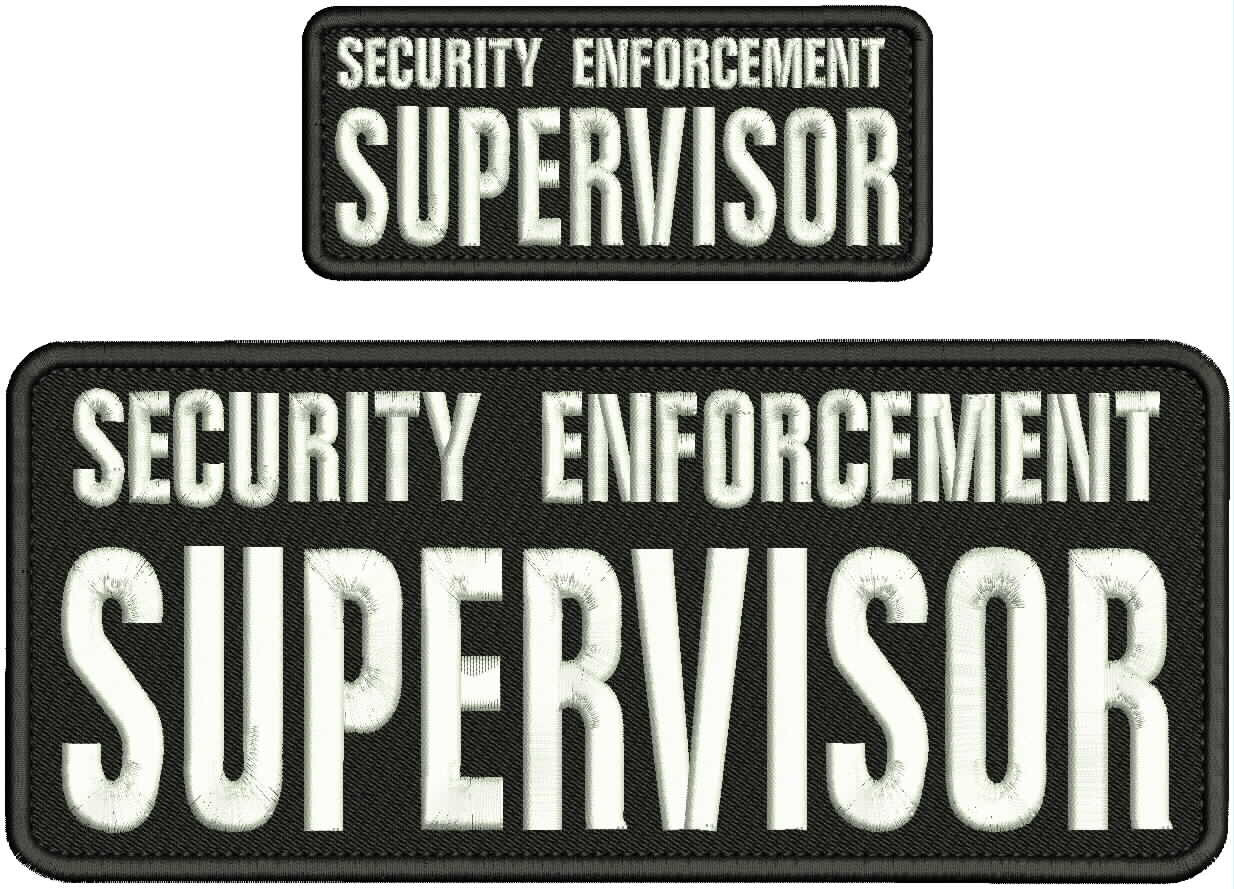 SECURITY E S  EMBROIDERY PATCH 4X10 AND 2X5 HOOK ON BACK  BLK/WHITE
