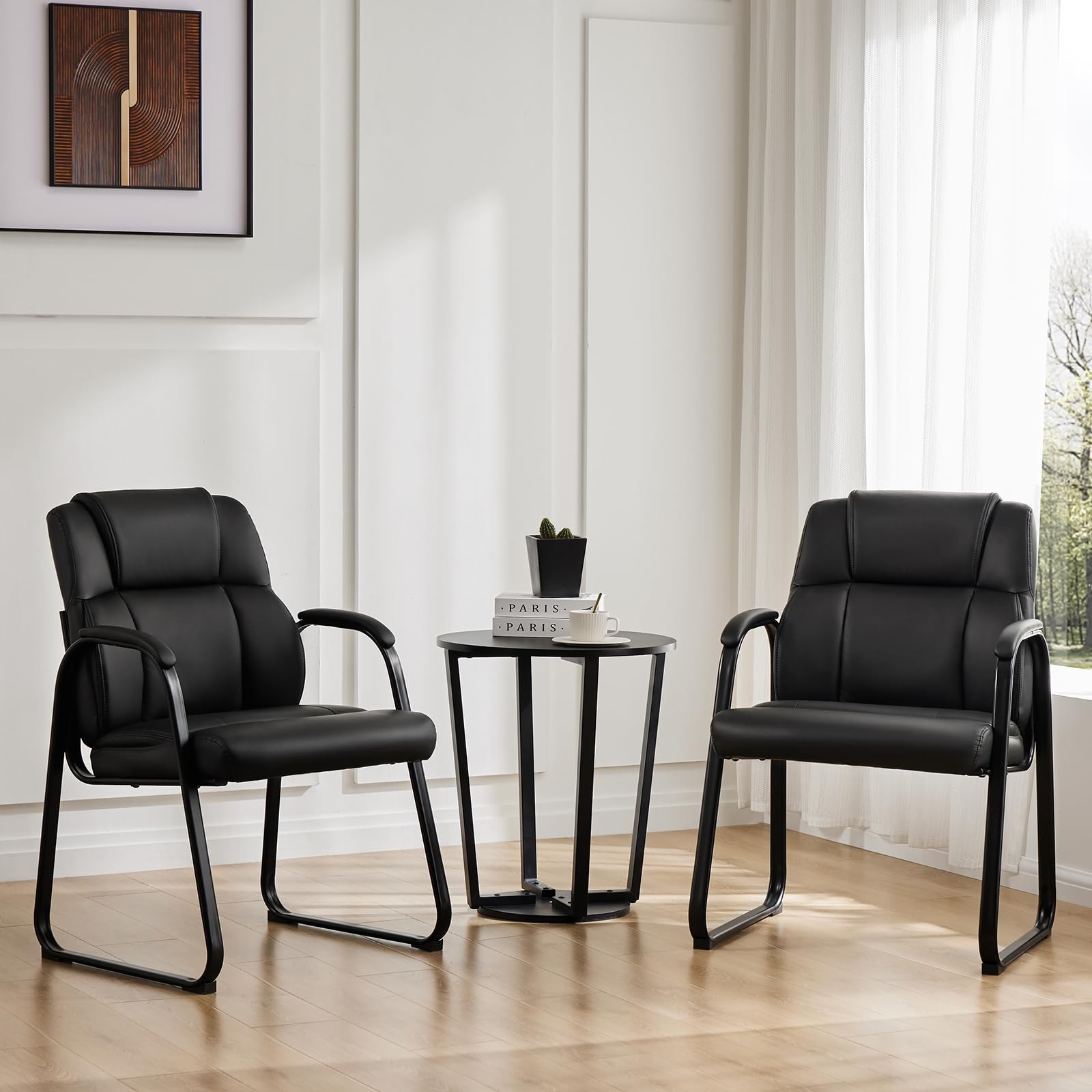 Waiting Room Guest Chair Set of 2, Stationary Office Reception Chairs No Whee...