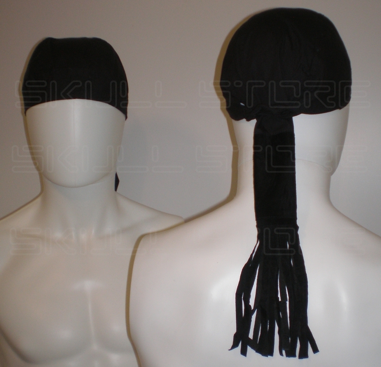 BIKER LONG HAIR WRAP PONYTAIL TIE HOLDER GLOVE TUBE DURAG SKULL CAP SUEDE FRINGE