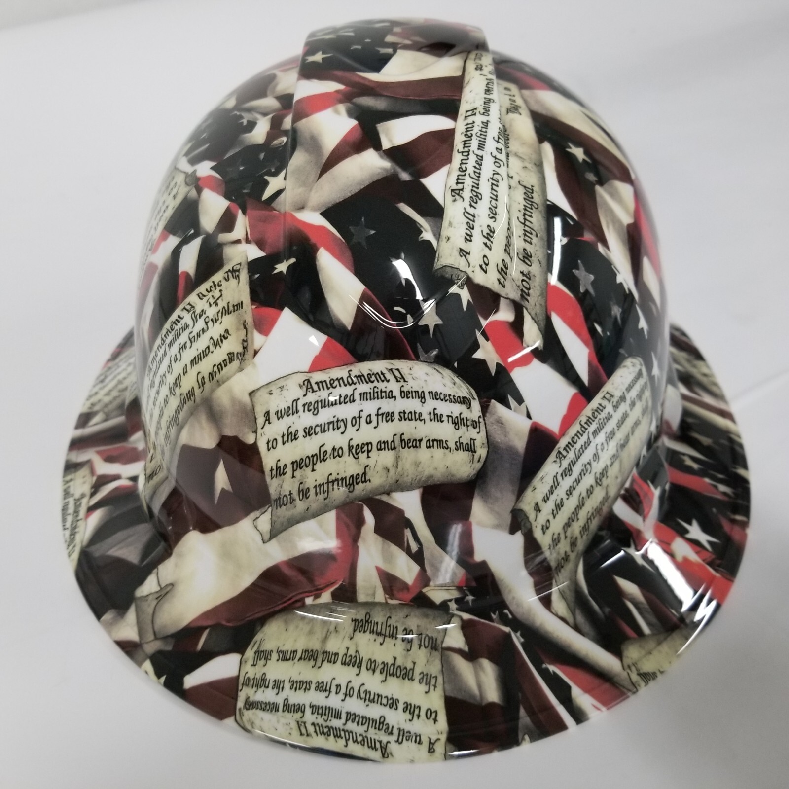 VENTED full brim hard hat custom hydro dipped IN CONSTITUTIONAL AMENDMENTS