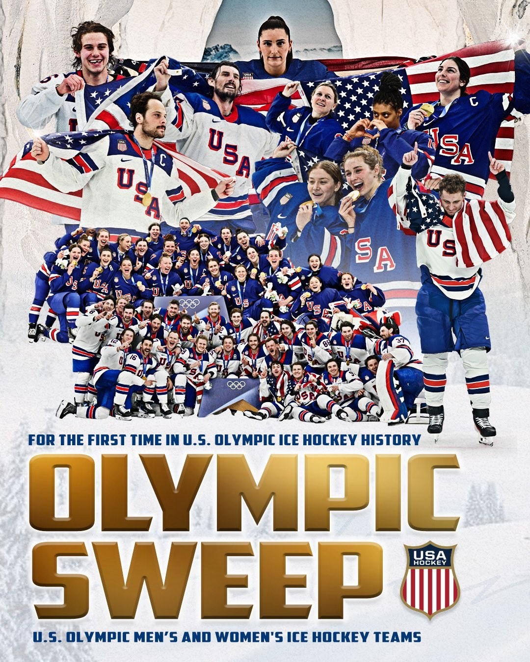 Gold Medal Men's & Women's Team USA 2026-8.5x11 NHL Hockey Team USA Photo.