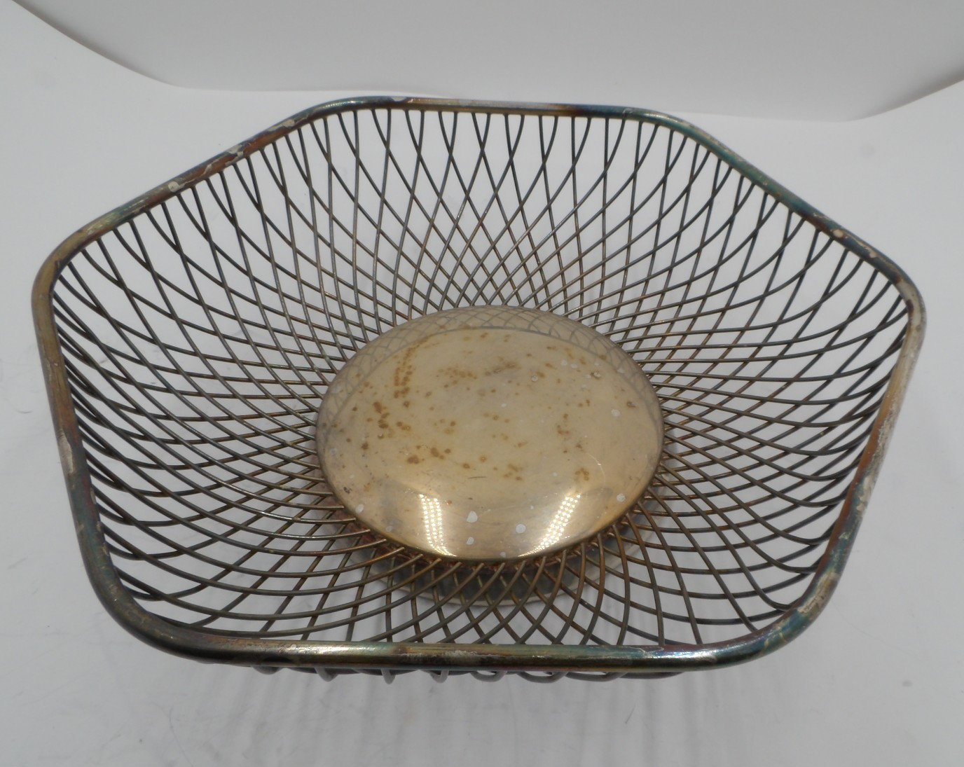 Vintage Gorham Silver Plate Hexagonal Wire Basket YC 746 Circa 1970's