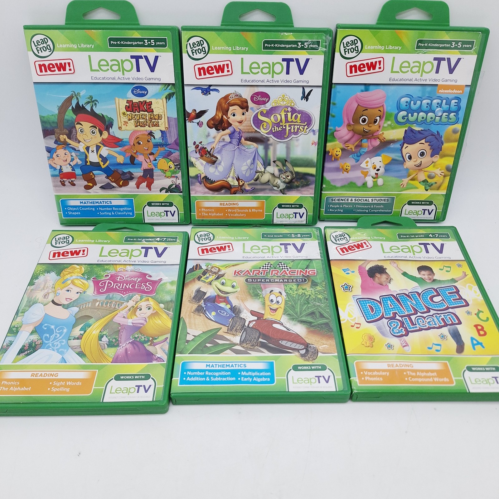 Lot Of 6 Leap Frog Tv Educational Gaming Games All Complete In Cases And Working